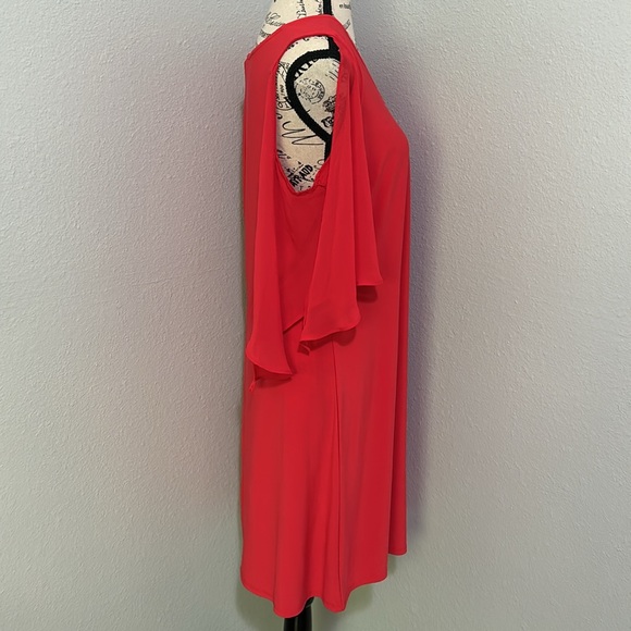 Flutter Sleeve Coral Dress Dress Barn Size 12 - Picture 3 of 8